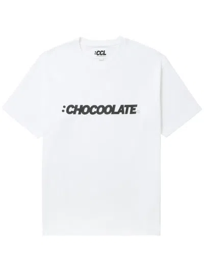 Chocoolate Logo-print Cotton T-shirt In White