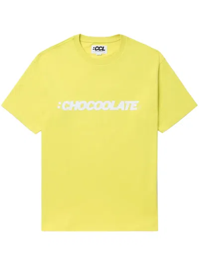 Chocoolate Logo-print Cotton T-shirt In Yellow
