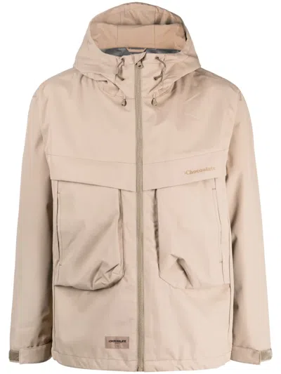 Chocoolate Logo-print Padded Hooded Jacket In Brown