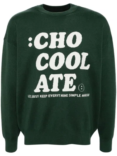 Chocoolate Logo-print Long-sleeved Jumper In Green