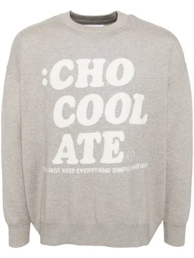 Chocoolate Logo-print Long-sleeved Jumper In Grey