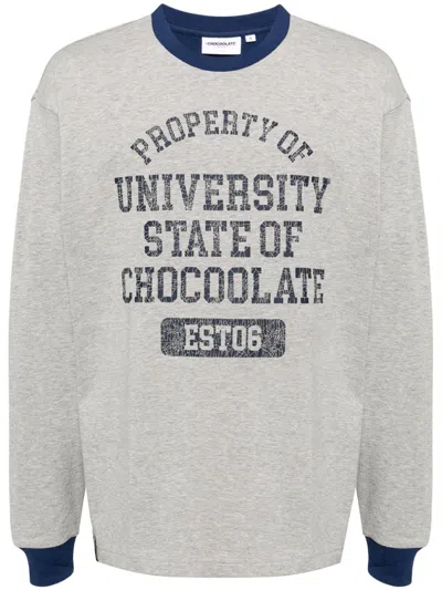 Chocoolate Logo Print Long-sleeved T-shirt In Grey