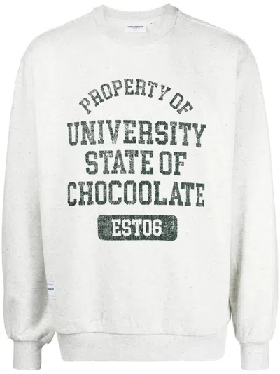 Chocoolate Logo-print Mélange-effect Sweatshirt In Grey