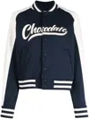 Chocoolate Logo-print Stripe-trim Bomber Jacket In 蓝色