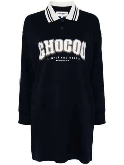 Chocoolate Logo-print Sweatshirt Dress In Blue