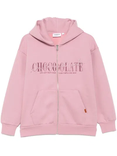 Chocoolate Logo Zip-up Hoodie In Pink