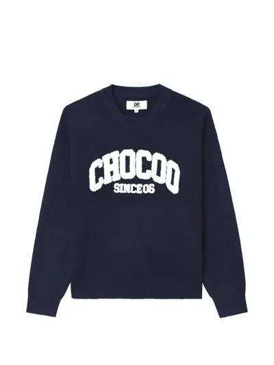Chocoolate Logo-appliqué Crew-neck Sweater In Blue