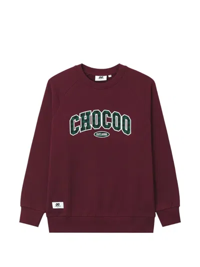 Chocoolate Logo-appliqué Raglan-sleeve Hoodie In Red