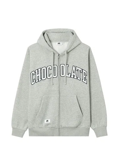 Chocoolate Logo-appliqué Zip-up Hoodie In Gray