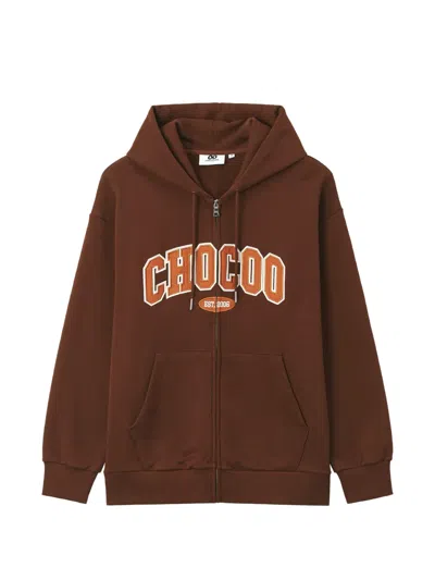 Chocoolate Logo-detail Zip-up Sweatshirt In Brown
