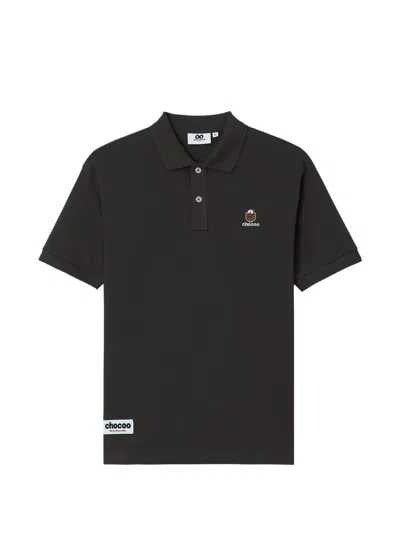 Chocoolate Logo-embroidered Cotton Polo Shirt In Black