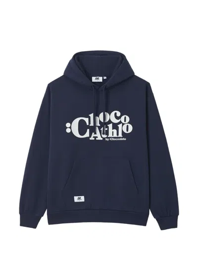 Chocoolate Logo-embroidered Drawstring Hoodie In Blue