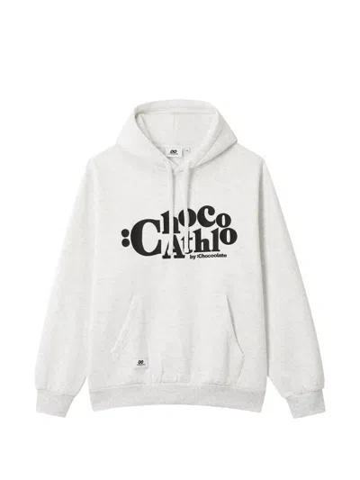 Chocoolate Logo-embroidered Drawstring Hoodie In Gray