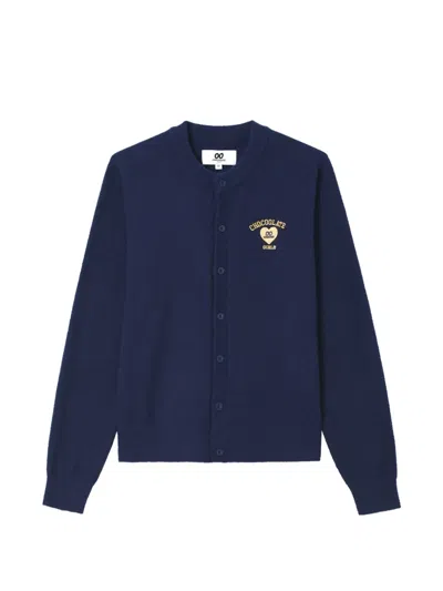 Chocoolate Logo-embroidered Knit Cardigan In Black