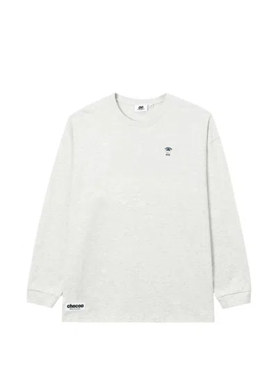 Chocoolate Logo-embroidered Long-sleeve T-shirt In Gray
