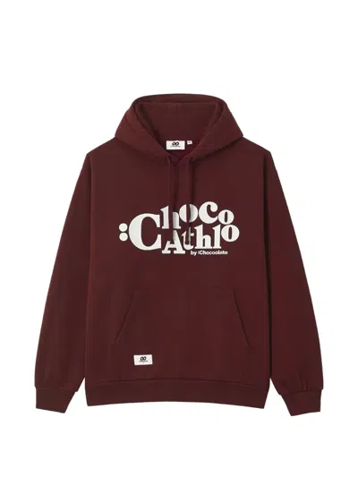 Chocoolate Logo-embroidered Pouch-pocket Hoodie In Red