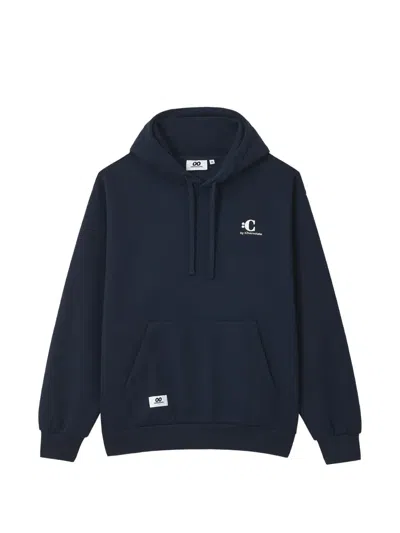 Chocoolate Logo-embroidered Pouch-pocket Hoodie In Blue