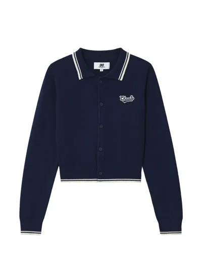 Chocoolate Logo-embroidered Tipped Cardigan In Black