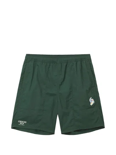 Chocoolate Logo-patch Elasticated-waist Shorts In Green