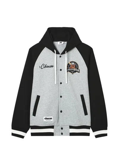 Chocoolate Logo-patch Raglan-sleeve Hoodie In Grey