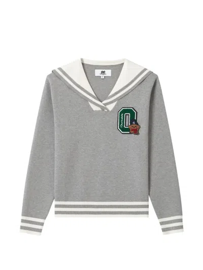 Chocoolate Logo-patch Sailor-collar Sweater In Gray