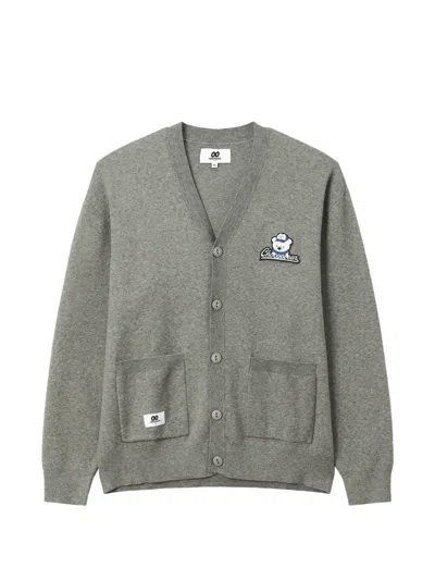 Chocoolate Logo-patch V-neck Cardigan In Grey