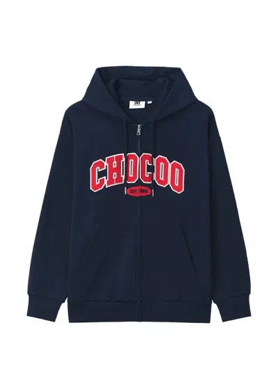 Chocoolate Logo-patch Zip-fastening Sweatshirt In Blue