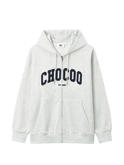 Chocoolate Logo-patch Zip-up Hoodie In Gray