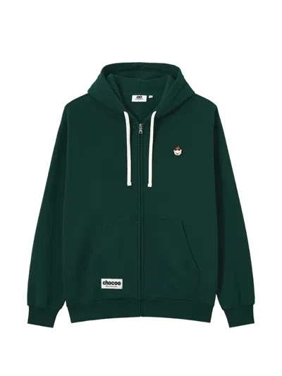 Chocoolate Logo-patch Zip-up Hoodie In Green