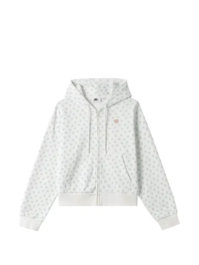 Chocoolate Logo-pattern Zip-up Hoodie In White