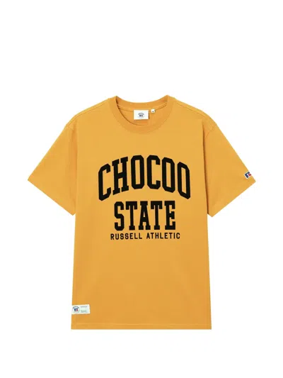 Chocoolate Logo-print Crew-neck T-shirt In Yellow