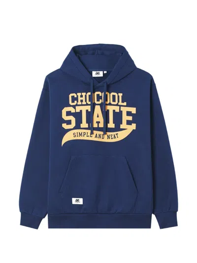 Chocoolate Logo-print Drawstring Hoodie In Blue