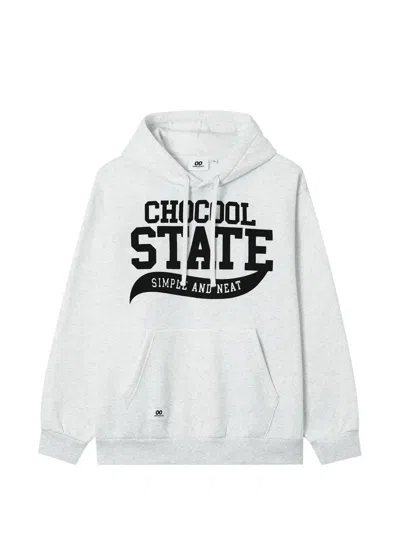 Chocoolate Logo-print Drawstring Hoodie In White