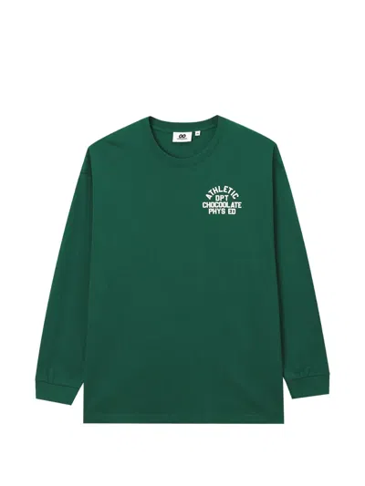 Chocoolate Logo-print Long-sleeve T-shirt In Green