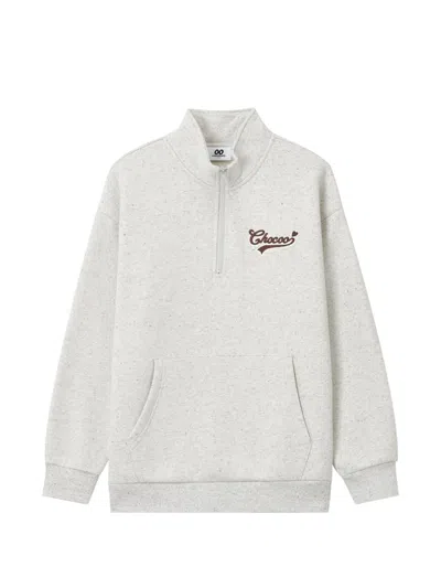 Chocoolate Logo-print Quarter-zip Sweater In Grey