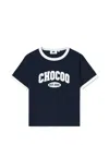 Chocoolate Logo-print Ringer T-shirt In Blue