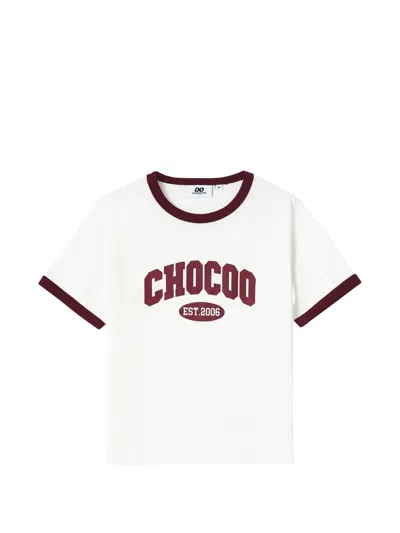 Chocoolate Logo-print Ringer T-shirt In White
