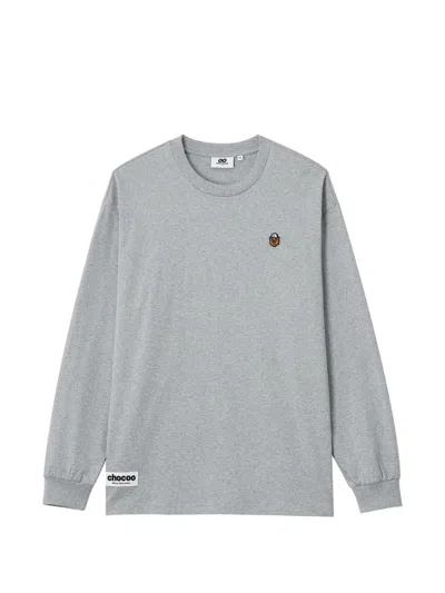 Chocoolate Long-sleeved Embroidered T-shirt In Gray