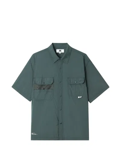 Chocoolate Mesh-panel Crinkled Shirt In Green