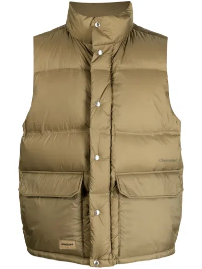 Chocoolate Padded Zip-up Gilet In Green