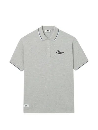 Chocoolate Piped Embroidered Polo Shirt In Gray