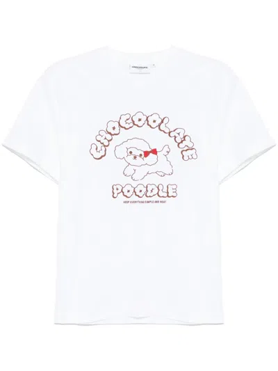 Chocoolate Poodle Graphic T-shirt In White