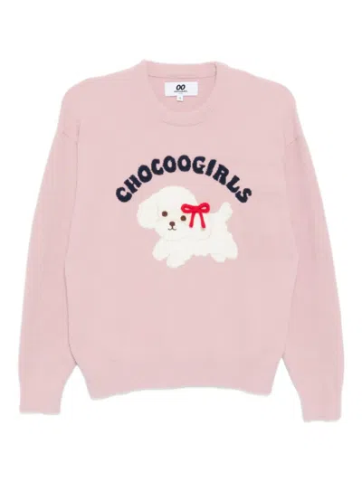 Chocoolate Puppy-print Jumper In Pink