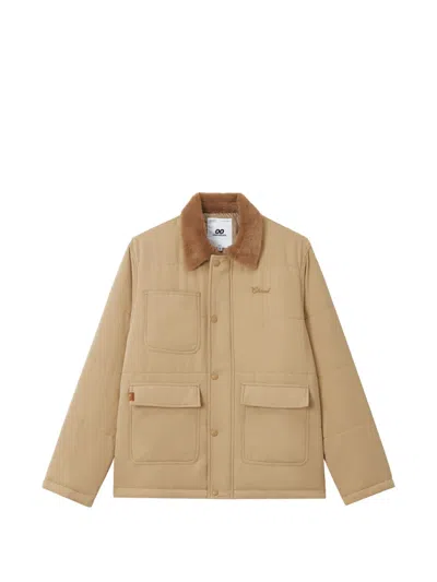 Chocoolate Quilted Faux-fur Collar Jacket In Neutral