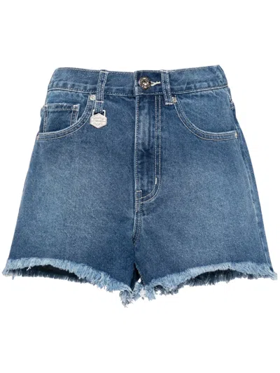 Chocoolate Raw-cut Hem Denim Shorts In Blue
