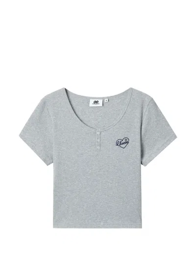 Chocoolate Ribbed Button T-shirt In Gray