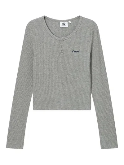 Chocoolate Ribbed Henley T-shirt In Gray