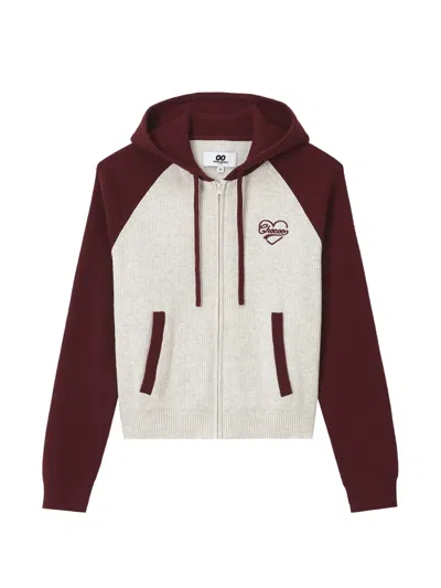 Chocoolate Ribbed Raglan-sleeve Hoodie In Neutrals