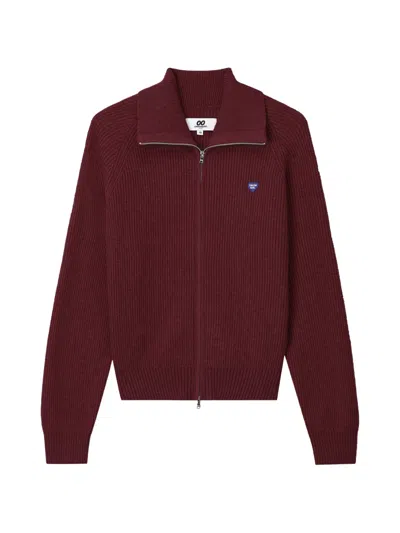 Chocoolate Ribbed-knit Raglan-sleeve Cardigan In Red