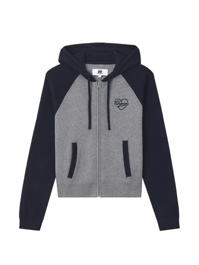 Chocoolate Ribbed-knit Raglan-sleeve Hoodie In Grey